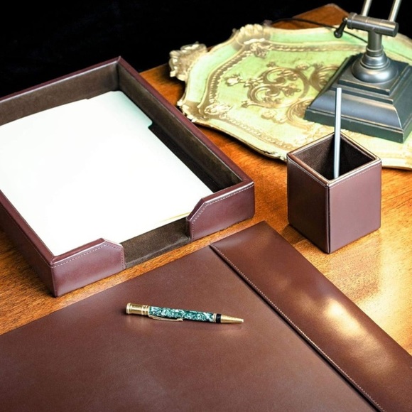 🤎Dacasso Set Luxury Leather Desk Pad & Desk Organization Essentials, 3 pieces🤎 - Picture 6 of 15